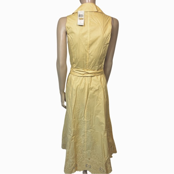 💕NWT Org $295 Yellow Embroidered Beaded Sleeveless Dress - Picture 5 of 7